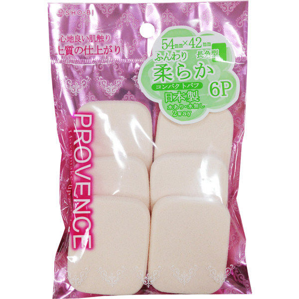 SHO-BI Compact Puff Long Square Type (6 Pieces)