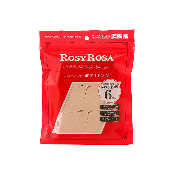 Rosy Rosa Value Sponge Diamond M 6P (Makeup Sponge Puff)