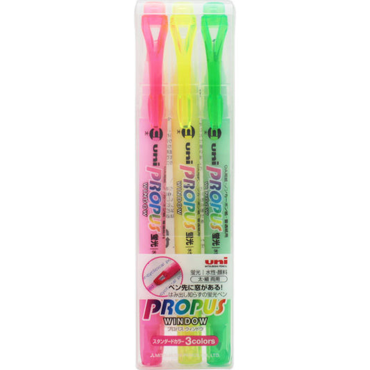 Mitsubishi Pencil Fluorescent Pen, Propus Window, 3 Colors