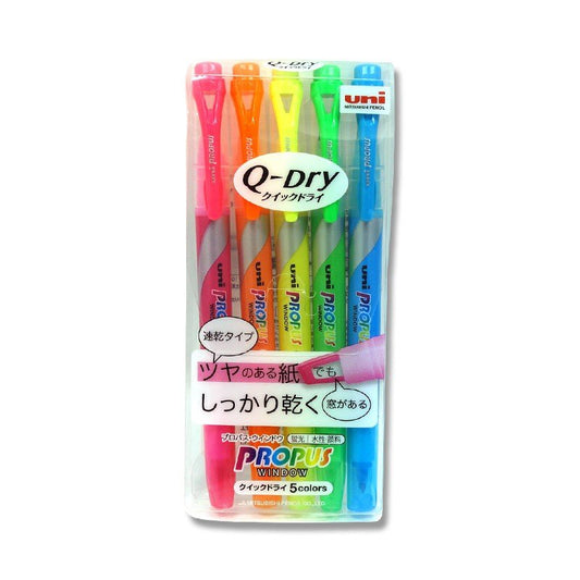 Mitsubishi Pencil Fluorescent Pen, Propus Window, 5 Colors, Quick Dry