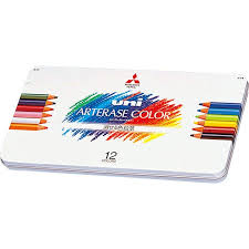 Mitsubishi Pencil Erasable Color Pencil, Uni Arterase Color, 12 Colors