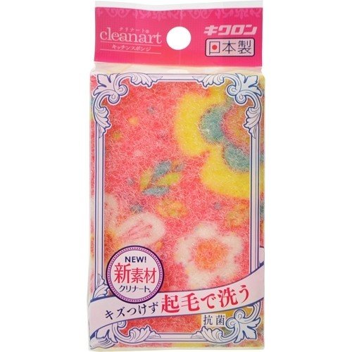 Cleanart Kitchen Sponge, Flower, Pink