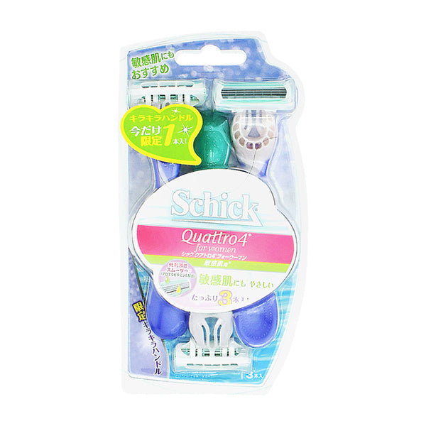 Schick Quattro 4 Dispo For Women, For Sensitive Skin, 3