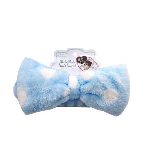 Fluffy Hair Band, Dot Blue