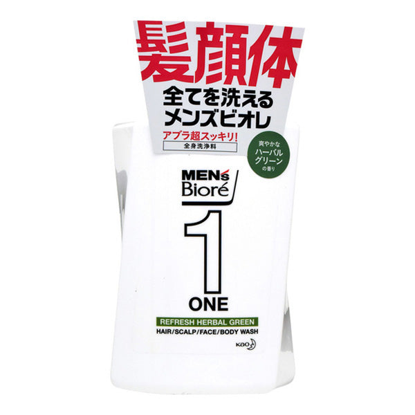 Men's Biore, ONE All-In-One Full Body Face Wash, Refreshing Herbal Green Fragrance