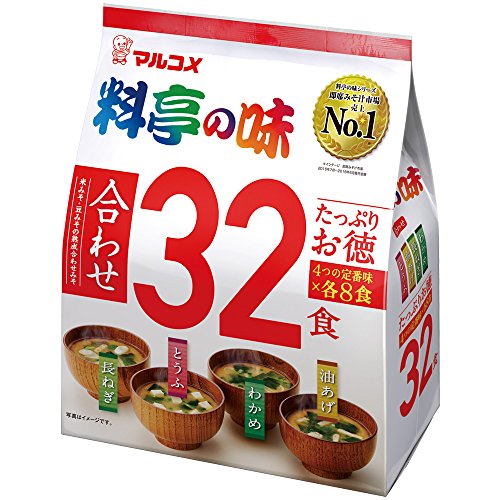 Marukome Ryotei no Aji 32 servings (4 kinds x 8) (Instant Miso Soup)